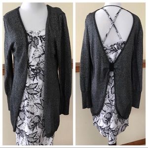 Material Girl Silver Open Back Surplice Cardigan